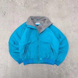 Cortavientos vintage de nailon forrado de vellón años 90 gris aguamarina alta mar mal tiempo - Imagen 1 de 9