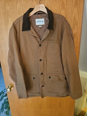 Jaqueta masculina Orvis Barn XLarge marrom campo trabalho casaco veludo acabamento colcha forrada GG - Imagem 1 de 4