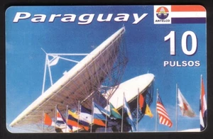 Satelliten Terrestrische Erdstation & Flaggen vieler Nationen gebrauchte Telefonkarte - Bild 1 von 2