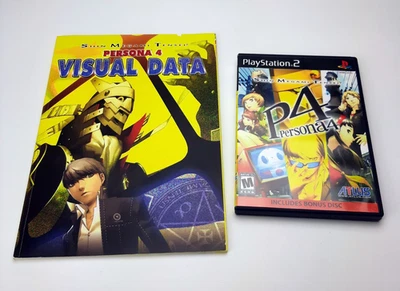 Shin Megami Tensei: Persona 4 (PlayStation 2, 2008) con libro de arte de datos visuales Foto 1 de 4