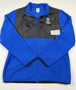 Disney Store Men’s Royal Blue Fleece Embroidered Mickey Zip Up Jacket Size Mediu - Picture 1 of 10