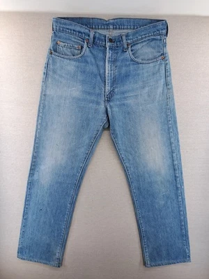 Vintage Levis 505-0217 Jeans Mens 34x30 Indigo Denim Red Tab USA Talon Zip W33" - Image 1 of 4