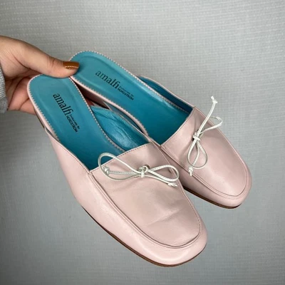 Amalfi Pink Leather Y2K Mules Exclusively for Nordstrom Made in Italy 7.5 VTG - Image 1 of 4