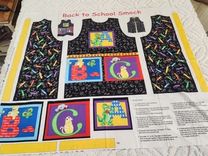Vintage DreamSpinners BACK TO SCHOOL Kid's Apron / Smock Fabric Panel Cut & Sew - Picture 1 of 8