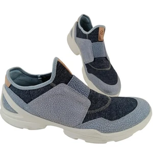 ECCO Shoes Womens Size EU 40 Blue Slip On Elastic Strap Denim Leather Sneakers - Picture 1 of 10