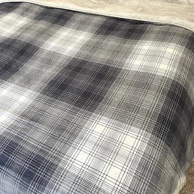 Edredón Ugg Avery Sherpa Forrado 84x90 Full Queen Azul Marino Franela a Cuadros Gris Felpa Foto 1 de 4