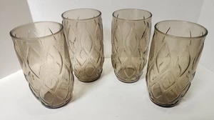Vasos de cristal Madrid 1970 ancla Highball Hocking gris humo/marrón x 4, 51/4" - Imagen 1 de 4