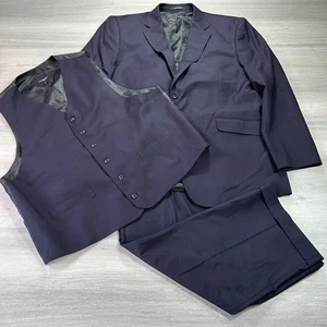 Statement Italy 3 Teiler Anzug Herren Marine Wolle 46R Sakko 40x30 Hose Weste - Bild 1 von 24