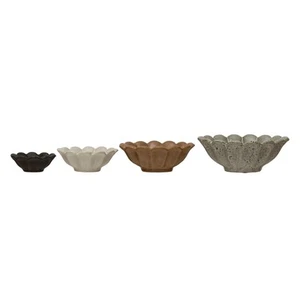 Stoneware Flower Bowls, 6" L x 6" W x 3" H, Multicolor - Picture 1 of 5