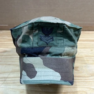 US Military Navy Woodland Camo Pattern Type II Working Utility Cap Hat Medium M - Picture 1 of 10
