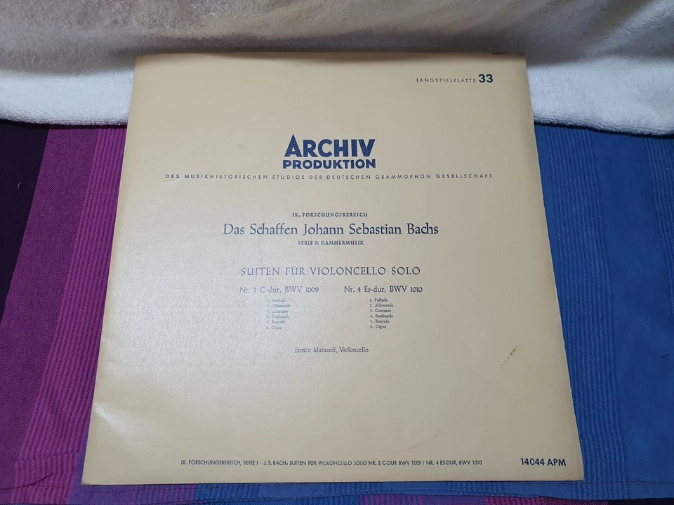 Enrico Mainardi Bach Unaccompanied Cello Suites 3 & 4 Archiv APM 14044 Suite - Image 1 of 4