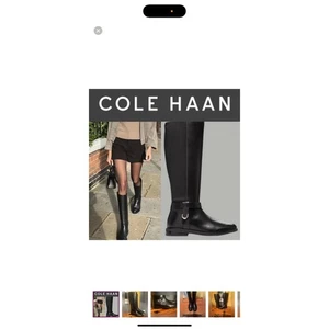 Cole Haan Black Leather Riding Boots Knee High Equestrian Style SZ 9 - Picture 1 of 10