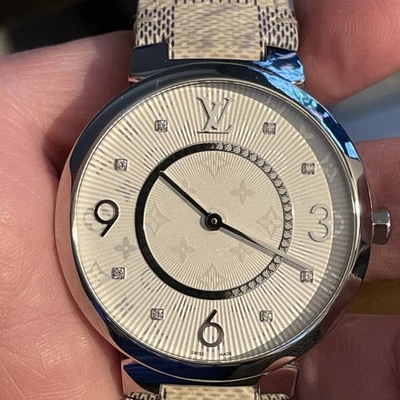 LOUIS VUITTON Tambour Slim GM Monogram Q1E01 Diamond Men Women Boys Quartz Watch - Image 1 of 4