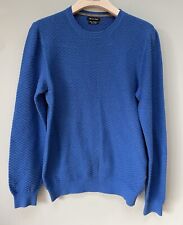 Massimo Dutti Men’s Round Neck Cashmere Silk Cotton Jumper Pullover Blue M