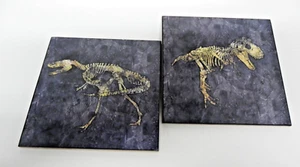 Juego de 2 placas de pared de madera imagen de dinosaurio 9,5" cuadradas - Imagen 1 de 8