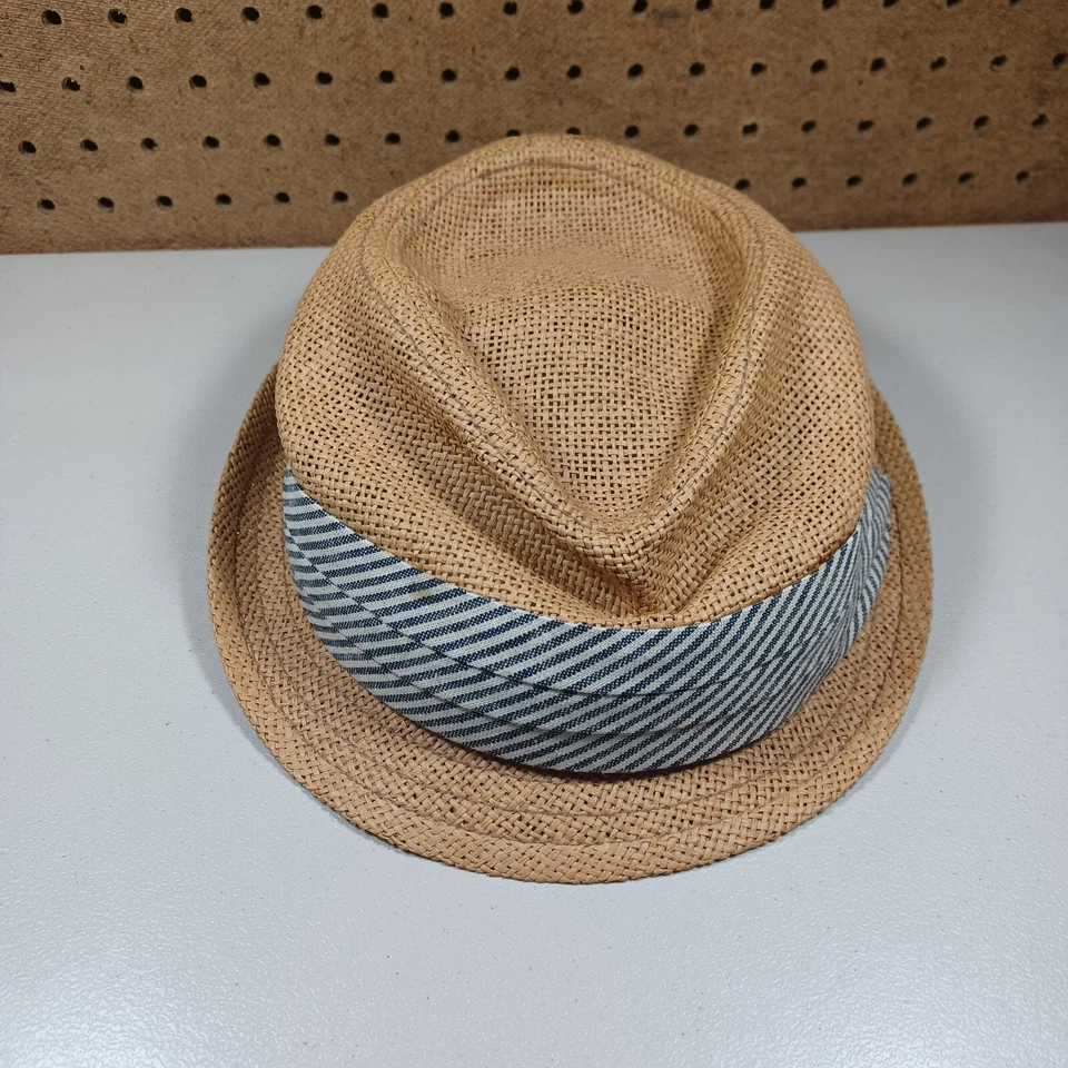 JCREW Mujer Caqui Oscuro Papel Paja Rayas Banda Fedora Sombrero S 40692 Foto 1 de 4