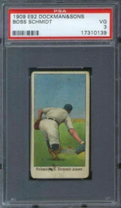 1909 E92 Dockman & Sons Boss Schmidt PSA 3 Detroit Tigers - Imagen 1 de 1