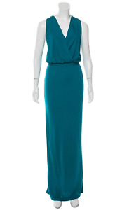 $595.00 Haute Hippie Maxi Aquamarine Belt Slit Side Dress 100% Rayon Size XS 2