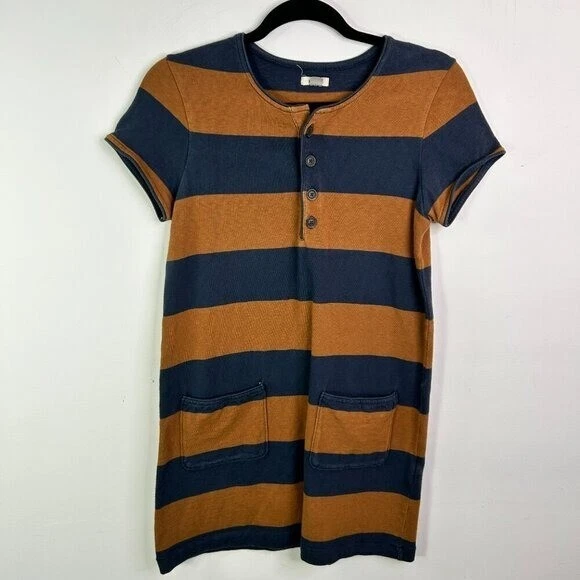 Vestido para mujer Fossil manga corta marrón y azul con bolsillos talla S Foto 1 de 4