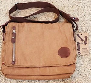 Auger Strauss & Co Brown Canvas Crossbody Messenger Bag Adjustable Strap NWT - Picture 1 of 10