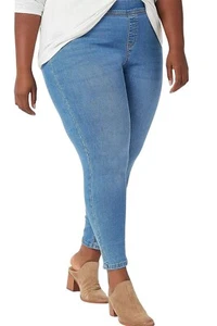 Denim & Co. Easy Stretch Denim Regular Pull-On Jeggings Light Wash 2 A386231 - Picture 1 of 9