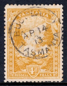 TASMANIA — SCOTT 115a (SG 247da) — 1912 4d NARANJA-AMARILLO P11 — USADO — SG £70 - Imagen 1 de 2