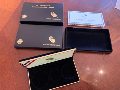 US Mint Empty Presentation Box 5-Star Generals Three-Coin Proof Set NO COINS Cover