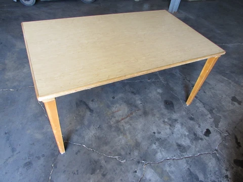 Vintage library-style wood dining or work table, 60" long seats 6 people Cover