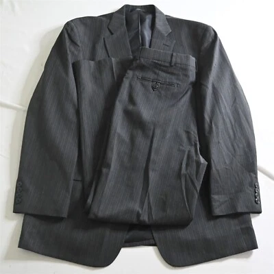 Haggar 44L 32x32 Gris Rayas Hombre Chaqueta Pantalones Traje Foto 1 de 4