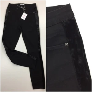 NWT GOOD AMERICAN Black GOOD LEGS Velvet Panel High Waist Jeans Womens sz 4/27 - Picture 1 of 11