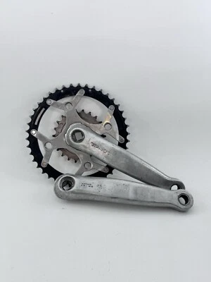 Vintage Shimano Deore LX Crank Set FC-M569 175 mm Silver Double MTB 4 Arm A81 - Image 1 of 4