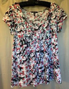 Daisy Fuentes Medium Top Multicolor Stretch Knit Scoop Neck Short Sleeve Blouse - Picture 1 of 4