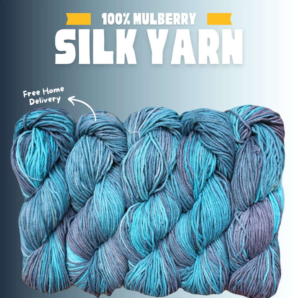 5 x 100 Grams = 750 Yards - 100% Mulberry Silk - Hand Dyed - 4ply - 09 - Image 1 of 1