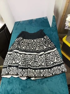 Chico's Womens Black A-line Skirt Size 1 US Sz 8 Ladies 100% Cotton Aztec - Picture 1 of 10