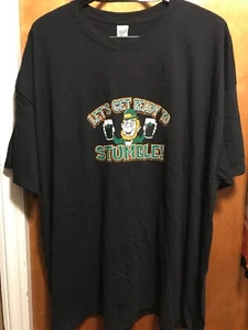LET'S GET READY TO STUMBLE! ~ 4XL ~ Leprechaun Drinking Beer St Paddy's T Shirt - Picture 1 of 4
