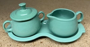 Fiesta Fiestaware Sea Mist Green 4 pc Set Creamer Lid Sugar Tray Homer Laughlin - Picture 1 of 2