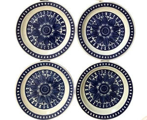 4 Vtg MCM Midwinter Stonehenge Blue Dahlia Dinner Plates Set Of 4 - Picture 1 of 6