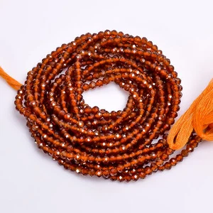 Cuentas facetadas redondas de granate natural de hessonita 3X3 mm cadena 13" EB-230 - Imagen 1 de 2