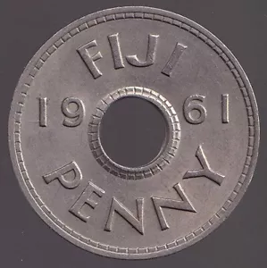 Fiji 1961 One Penny 1d Elizabeth II - almost Uncirculated - Picture 1 of 3