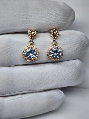 Pendientes colgantes enchapados en oro y plata con circonitas cúbicas unisex estilo hip hop Foto 1 de 4