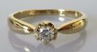 18ct Gold Ring - 18ct Yellow Gold Solitaire Diamond (0.17ct) Ring Size L 1/2