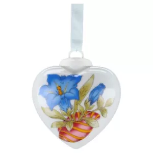 HUTSCHENREUTHER mini HEART Gentian flower Easter Spring porcelain Ornament - Picture 1 of 6