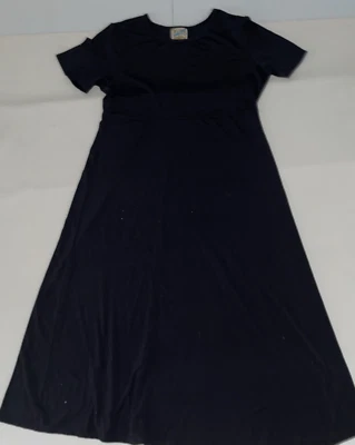 Travelsmith Minimalist Long Black Dress S/S Basic Shift Dress Womens Maxi XL /18 - Imagem 1 de 4