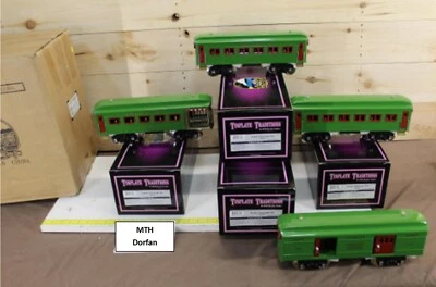 NUEVO MTH Dorfan Conjunto de Pasajeros de 4 Coches de Hojalata Verde de Calibre Estándar 10-5031 Foto 1 de 4
