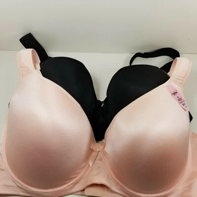 2 Angelina 46DDD Bras Black Peach Full Coverage Lightly Padded Underwire  NEW - Image 1 of 4