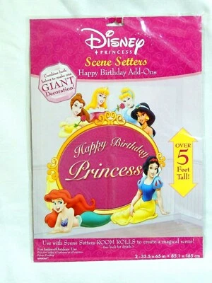  DISNEY  PRINCESS~  1- HAPPY B-DAY SCENE SETTER - PARTY SUPPLIES OVER 5 FT. TALL - Image 1 of 2