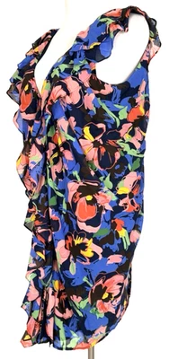 Vestido H&M Mujer Talla 12 Funda Floral Sin Mangas Volantes Midi Gancho Ojo Clásico Foto 1 de 4