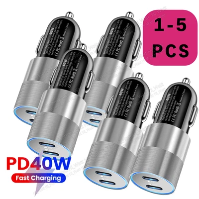 40W Fast Charging Car Charger PD Port USB-C Cigarette Lighter Phone Adapter Lot - Imagem 1 de 4