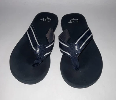 Vineyard Vines Boys Flip Flop Sandal Blue Stripe Size 6 - Image 1 of 4