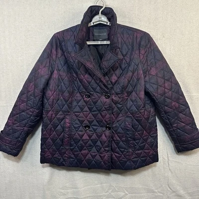 Chaqueta Covington Mujer’s 2X Acolchada Botón Frontal Púrpura Cuadros Estilo Chaquetón Foto 1 de 4
